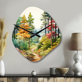 Pine Tree Autumn Symphony III - Asymmetric Metal Wall Clock