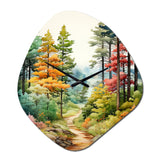 Pine Tree Autumn Symphony III - Asymmetric Metal Wall Clock