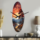 Pine Tree Crimson Serenade II - Asymmetric Metal Wall Clock