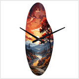 Pine Tree Crimson Serenade II - Asymmetric Metal Wall Clock