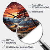 Pine Tree Crimson Serenade II - Asymmetric Metal Wall Clock