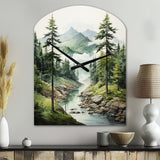 Green Pine Tree Eternal Guardians I - Asymmetric Metal Wall Clock