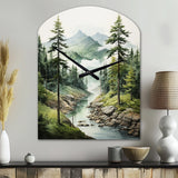Green Pine Tree Eternal Guardians I - Asymmetric Metal Wall Clock