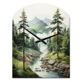 Green Pine Tree Eternal Guardians I - Asymmetric Metal Wall Clock