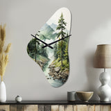 Green Pine Tree Eternal Guardians I - Asymmetric Metal Wall Clock