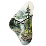 Green Pine Tree Eternal Guardians I - Asymmetric Metal Wall Clock