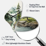 Green Pine Tree Eternal Guardians I - Asymmetric Metal Wall Clock