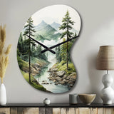 Green Pine Tree Eternal Guardians I - Asymmetric Metal Wall Clock