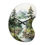 Green Pine Tree Eternal Guardians I - Asymmetric Metal Wall Clock