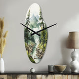 Green Pine Tree Eternal Guardians I - Asymmetric Metal Wall Clock