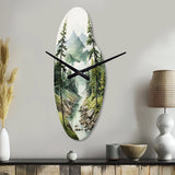 Green Pine Tree Eternal Guardians I - Asymmetric Metal Wall Clock