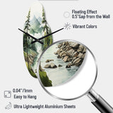 Green Pine Tree Eternal Guardians I - Asymmetric Metal Wall Clock