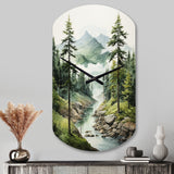 Green Pine Tree Eternal Guardians I - Asymmetric Metal Wall Clock