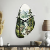 Green Pine Tree Eternal Guardians I - Asymmetric Metal Wall Clock