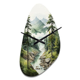 Green Pine Tree Eternal Guardians I - Asymmetric Metal Wall Clock