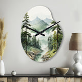 Green Pine Tree Eternal Guardians I - Asymmetric Metal Wall Clock