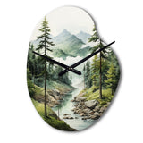 Green Pine Tree Eternal Guardians I - Asymmetric Metal Wall Clock