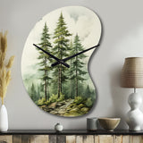 Green Pine Tree Eternal Guardians II - Asymmetric Metal Wall Clock