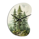 Green Pine Tree Eternal Guardians II - Asymmetric Metal Wall Clock