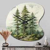 Green Pine Tree Eternal Guardians II - Asymmetric Metal Wall Clock