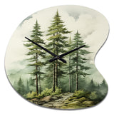 Green Pine Tree Eternal Guardians II - Asymmetric Metal Wall Clock