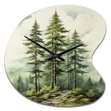 Green Pine Tree Eternal Guardians II - Asymmetric Metal Wall Clock