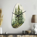 Green Pine Tree Eternal Guardians II - Asymmetric Metal Wall Clock