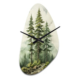 Green Pine Tree Eternal Guardians II - Asymmetric Metal Wall Clock