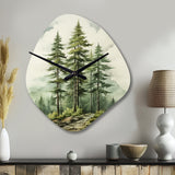Green Pine Tree Eternal Guardians II - Asymmetric Metal Wall Clock