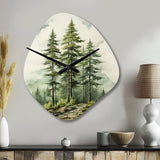 Green Pine Tree Eternal Guardians II - Asymmetric Metal Wall Clock