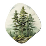 Green Pine Tree Eternal Guardians II - Asymmetric Metal Wall Clock