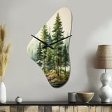 Green Pine Tree Eternal Guardians III - Asymmetric Metal Wall Clock