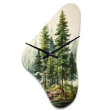 Green Pine Tree Eternal Guardians III - Asymmetric Metal Wall Clock