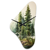 Green Pine Tree Eternal Guardians III - Asymmetric Metal Wall Clock