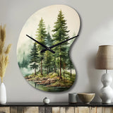 Green Pine Tree Eternal Guardians III - Asymmetric Metal Wall Clock
