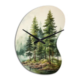 Green Pine Tree Eternal Guardians III - Asymmetric Metal Wall Clock