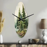 Green Pine Tree Eternal Guardians III - Asymmetric Metal Wall Clock