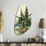 Green Pine Tree Eternal Guardians III - Asymmetric Metal Wall Clock