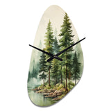 Green Pine Tree Eternal Guardians III - Asymmetric Metal Wall Clock