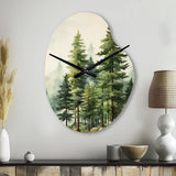 Green Pine Tree Eternal Guardians III - Asymmetric Metal Wall Clock