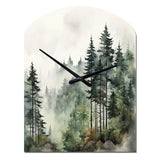 Pine Tree Misty Morning I - Asymmetric Metal Wall Clock