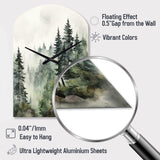Pine Tree Misty Morning I - Asymmetric Metal Wall Clock