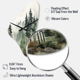 Pine Tree Misty Morning I - Asymmetric Metal Wall Clock