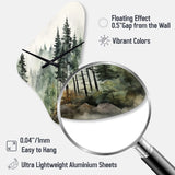 Pine Tree Misty Morning I - Asymmetric Metal Wall Clock