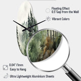 Pine Tree Misty Morning I - Asymmetric Metal Wall Clock