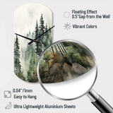 Pine Tree Misty Morning I - Asymmetric Metal Wall Clock