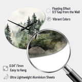 Pine Tree Misty Morning I - Asymmetric Metal Wall Clock