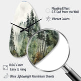 Pine Tree Misty Morning I - Asymmetric Metal Wall Clock