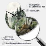 Pine Tree Misty Morning I - Asymmetric Metal Wall Clock
