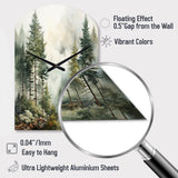 Pine Tree Misty Morning II - Asymmetric Metal Wall Clock